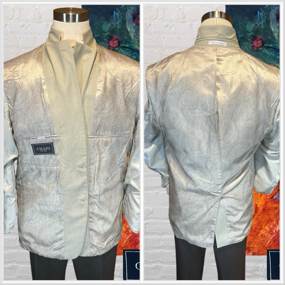 Chaps 44R Beige Light Tan Casual Blazer Sport Coat Jacket - Picture 9 of 15
